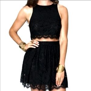 Show Me Your Mumu 2 Piece Lace Black Skirt & Crop